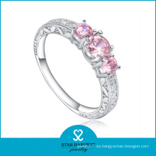 Anillo de plata de joyería de plata de color rosa atractivo (r-0467)